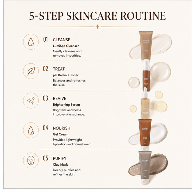 SERENU Professional Brighten & Revive Kit | Complete Brightening Skincare Routine | 5-Piece Set