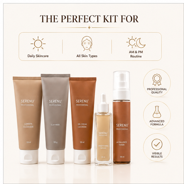 SERENU Professional Brighten & Revive Kit | Complete Brightening Skincare Routine | 5-Piece Set