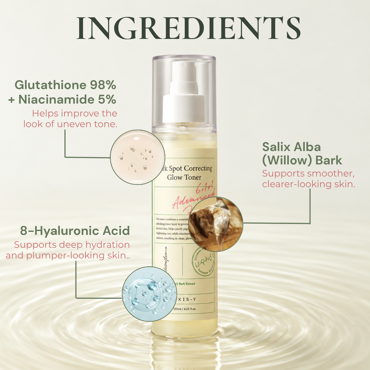AXIS-Y Dark Spot Correcting Glow Toner | Niacinamide 5% & Glutathione | 125ml