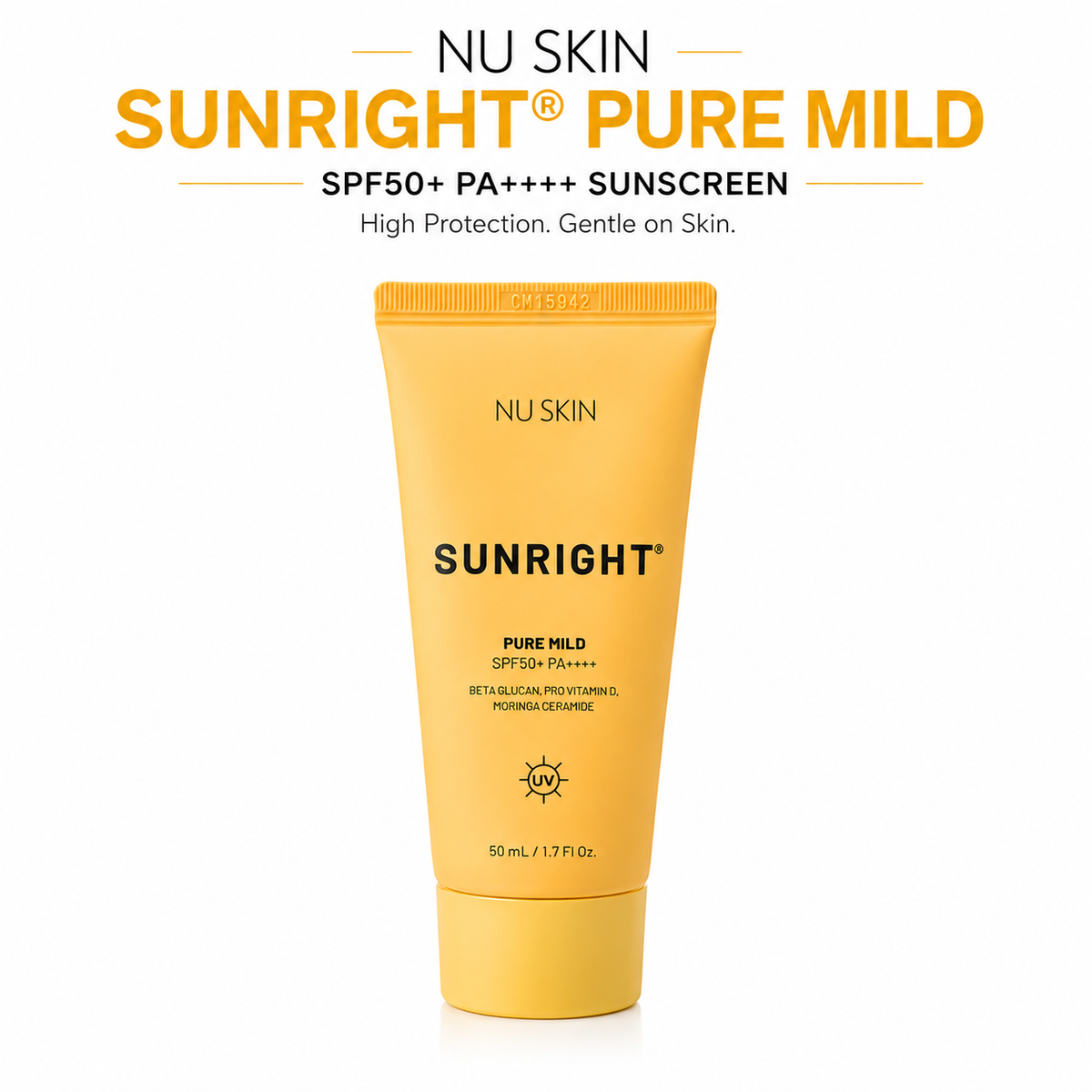 Nu Skin Sunright® Pure Mild Sunscreen SPF50+ PA++++ | Lightweight Daily UV Protection | 50ml