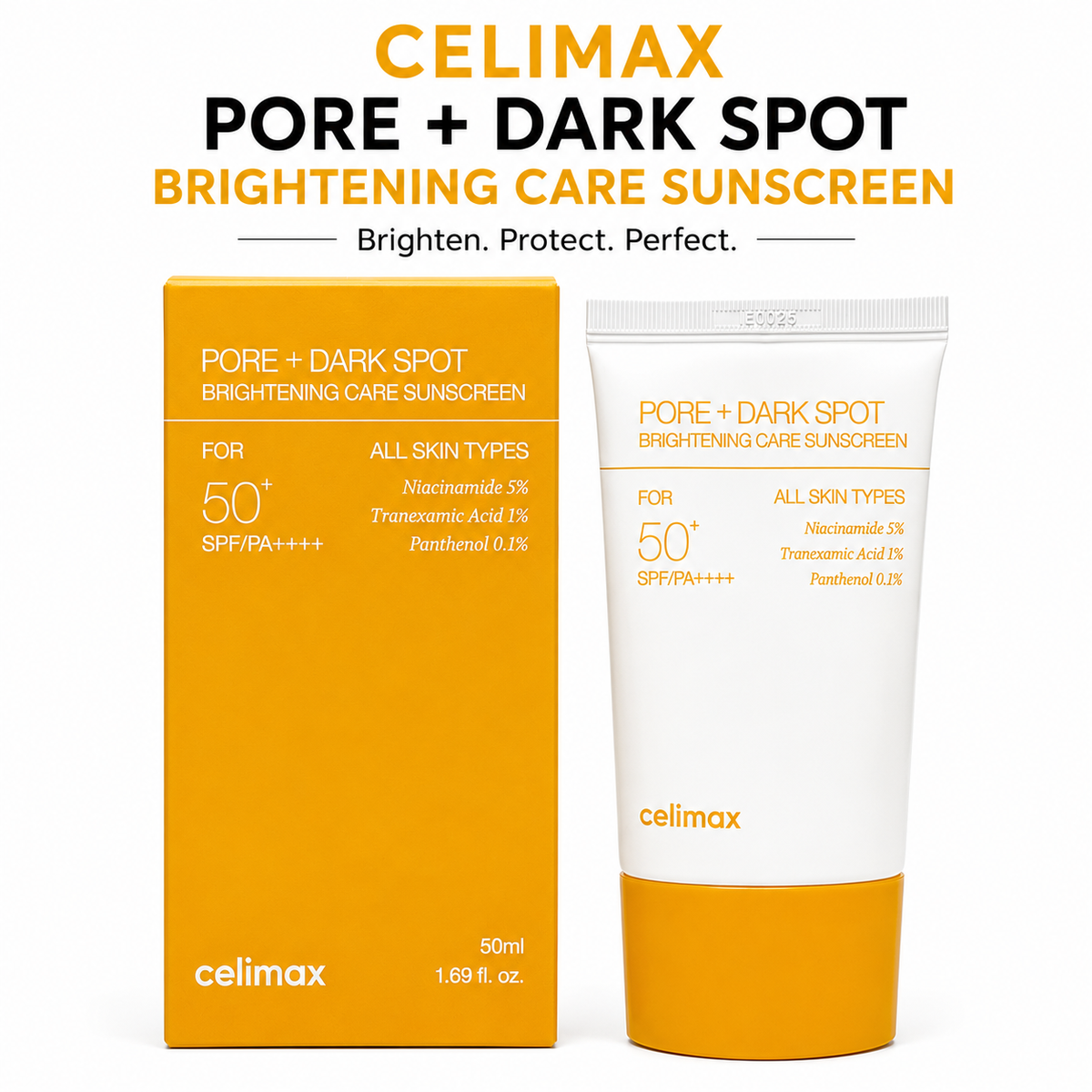 Celimax Pore + Dark Spot Brightening Care Sunscreen SPF 50+ PA++++ | Niacinamide & Tranexamic Acid | 50ml