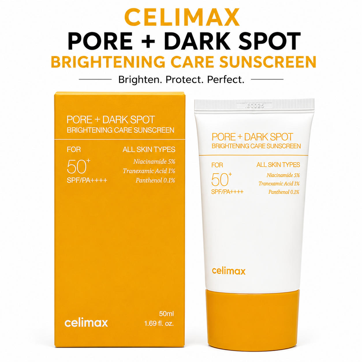 Celimax Pore + Dark Spot Brightening Care Sunscreen SPF 50+ PA++++ | Niacinamide & Tranexamic Acid | 50ml