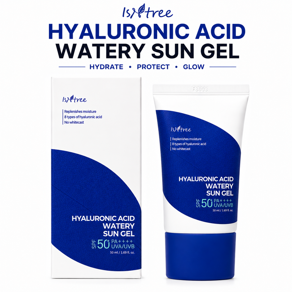 Isntree Hyaluronic Acid Watery Sun Gel SPF50+ PA++++ | Lightweight Hydrating Sunscreen | 50ml