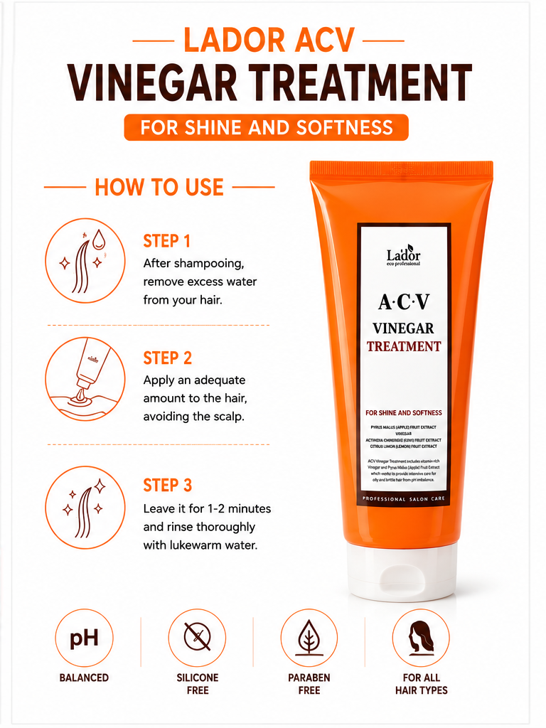 La'dor ACV Vinegar Treatment Hair Conditioner | Deep Nourishing & Shine Hair Treatment | Professional Salon Care