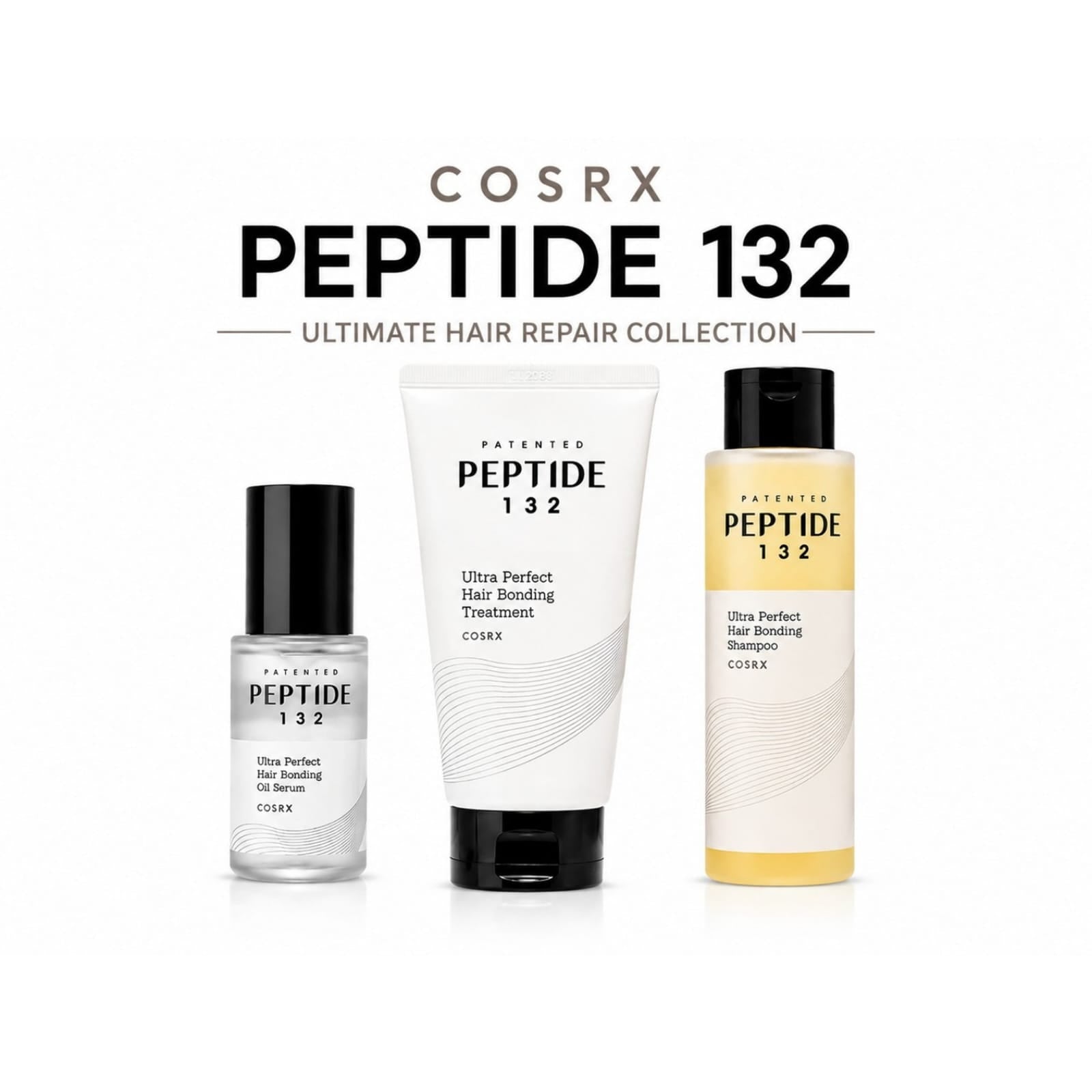 COSRX Peptide 132 Ultimate Hair Repair Collection | Bond Repair Shampoo, Treatment & Oil Serum