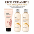 Rice Ceramide Bright & Hydrate Skincare Set – Foaming Cleanser, Moisturizing Toner & Moisturizing Emulsion