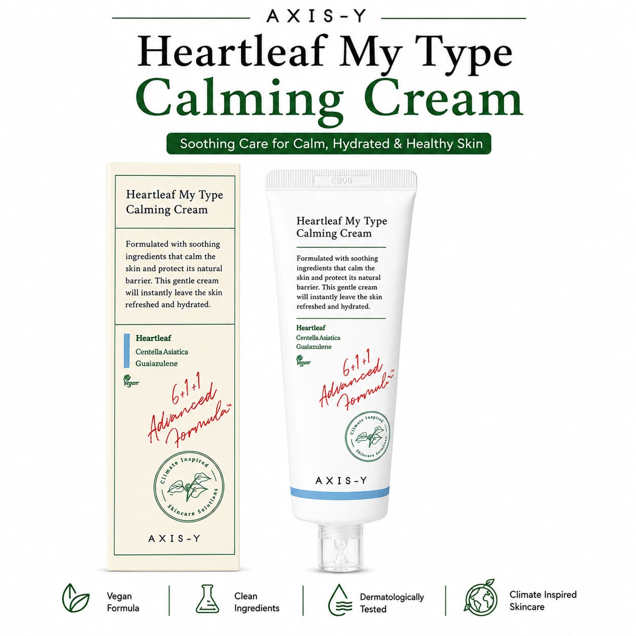 AXIS-Y Heartleaf My Type Calming Cream | Soothing & Hydrating Moisturizer for Sensitive Skin | 60ml