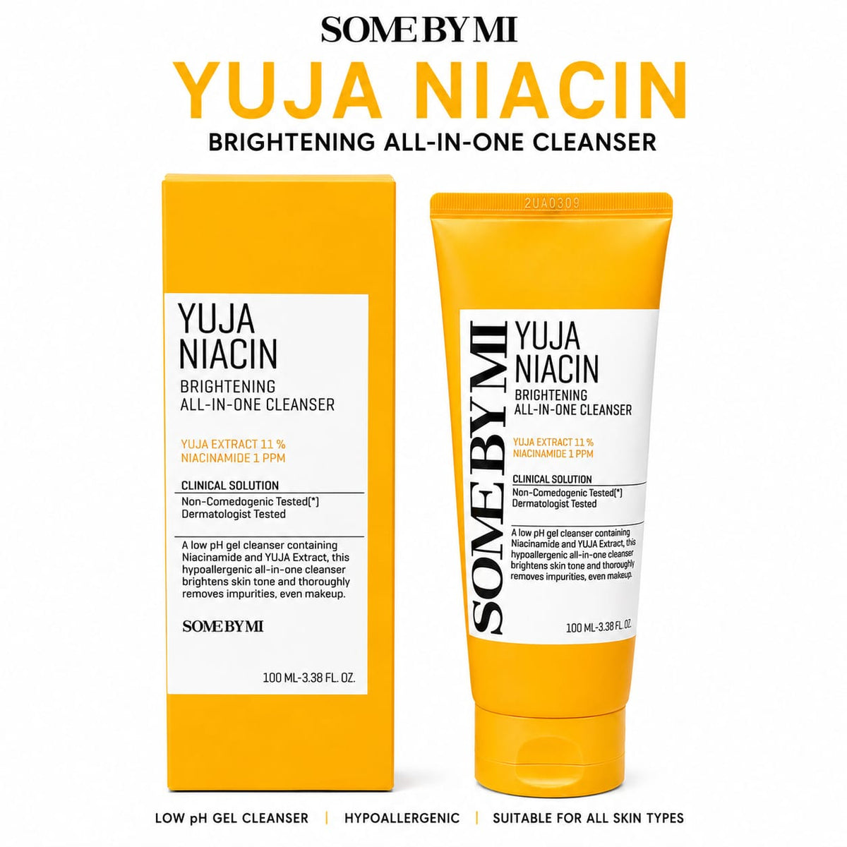 SOME BY MI Yuja Niacin Brightening All-In-One Cleanser | Low pH Face Cleanser with Yuja Extract & Niacinamide | 100ml