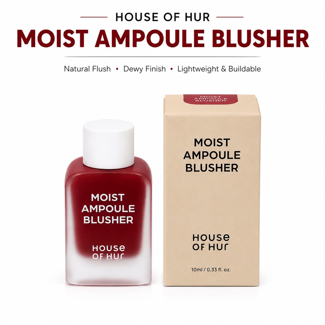 House of Hur Moist Ampoule Blusher – Hydrating Liquid Blush | Natural Dewy Finish | Lightweight & Buildable | 10ml