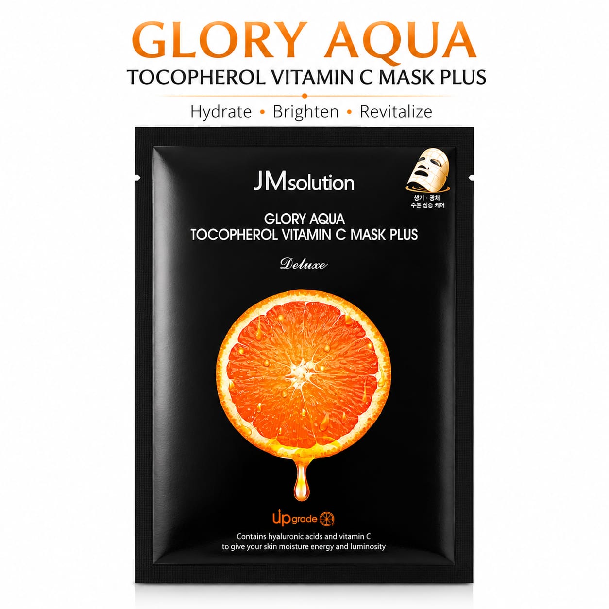 JMsolution Glory Aqua Tocopherol Vitamin C Mask Plus Deluxe Sheet Mask | Hydrating & Brightening Face Mask (1 Sheet)