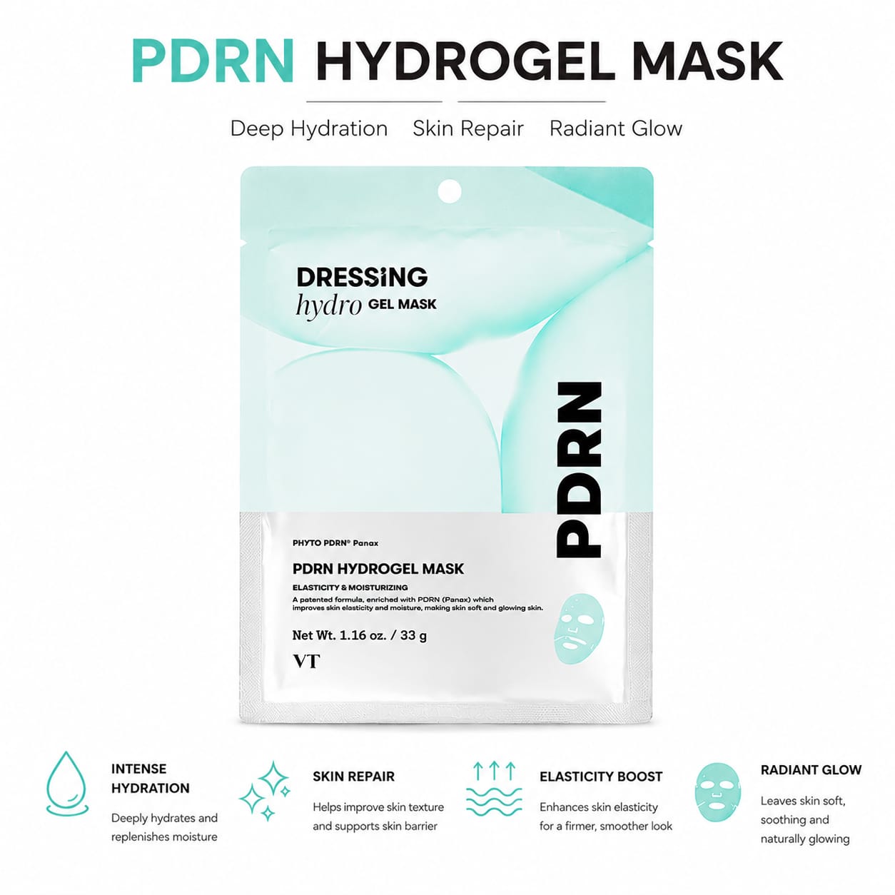 VT PDRN Hydrogel Mask | Deep Hydration & Skin Repair Sheet Mask (33g)